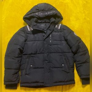 Diesel Puffer Jacket Boys Size 10/12 Hood Sherpa Winter Coat Black/Grey